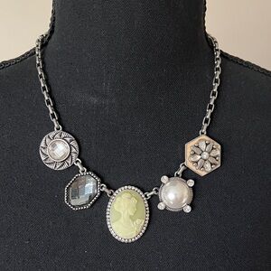 Lia Sophia Silver and Cream Cameo Necklace